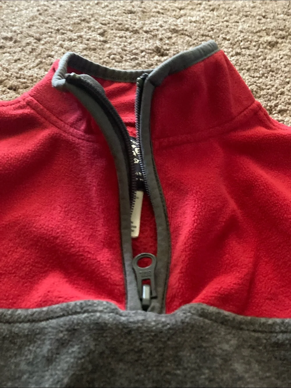 OshKosh B'gosh Red and Gray Quarter-Zip Fleece Pullover